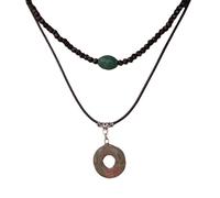 CHIZISX Lot de 2 colliers ras du cou vintage avec boucle de paix en pierre naturelle pour homme et femme Style chinois, taille unique, perles, alliage, Pas de gemme