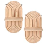 CHIZISX Lot de 2 étagères murales vintage flottantes de forme ovale pour plantes, livres, décoration de chambre à coucher, salle de bain