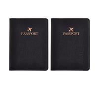 CHIZISX Lot de 2 pochettes de voyage légères en polyuréthane avec motif gaufré pour un rangement soigné et sûr des documents, Noir