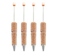 CHIZISX Lot de 4 stylos à bille à perles lisses de 1 mm avec strass pour l'école