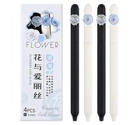 CHIZISX Lot de 4 stylos à encre gel papillon et fleur 0,5 mm à séchage rapide pour l'école, le bureau, l'écriture, le journal