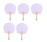 CHIZISX Lot de 5 éventails en papier blanc naturel pour calligraphie, peinture, personnalisation, poignée en bois, éventail vierge pour fête de mariage, décoration de fête de mariage, Bois en forme de