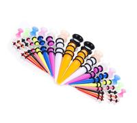 CHIZISX Lot de 50 écarteurs d'oreille en acrylique - Tailles assorties - Couleurs vives - Jauges en acrylique robuste, taille unique, Comme décrit, Comme décrit.