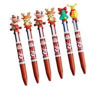 CHIZISX Lot de 6 stylos à bille de Noël 4 en 1 multicolores pour le bureau et l'école pour une écriture fluide