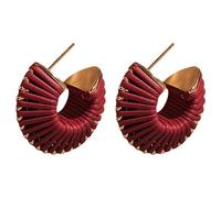 CHIZISX Maillard Boucles d'oreilles créoles en cuir pour femme - Tissage creux - Bijoux de fête tendance, taille unique, cortex, Pas de gemme