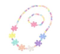 CHIZISX Parure de bijoux pour enfants avec collier et bracelet en perles de couleur bonbon, taille unique, Plastique, Pas de gemme
