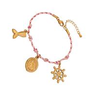 CHIZISX Pendentif Soleil Lune Étoile Cordon Tressé Acier Inoxydable Bijoux pour Femmes Tendance Casual Accessoire Design Star Moon, taille unique, Comme décrit