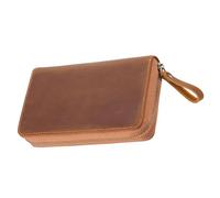 CHIZISX Sac de rangement permanent en cuir de vachette pour stylos mettant en évidence la texture naturelle du cheval sauvage pour les apprenants spécialistes en cuir patiné naturel, marron