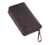 CHIZISX Sac de rangement permanent en cuir de vachette pour stylos mettant en évidence la texture naturelle du cheval sauvage pour les apprenants spécialistes en cuir patiné naturel