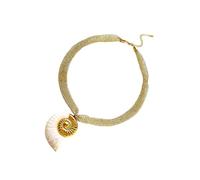 CHIZISX Trendy Leaf Design Stainless Steel Necklace Sun/Conch Charm Pendant Soft Knit Chain Accessories For Daily Wear Fashionable Shell Jewelry For Women