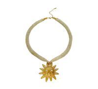 CHIZISX Trendy Leaf Design Stainless Steel Necklace Sun/Conch Charm Pendant Soft Knit Chain Accessories For Daily Wear Fashionable Shell Jewelry For Women