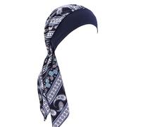 CHIZISX Turban vintage pour femme avec large bande élastique imprimé hijab bandana pour perte de cheveux pastorale élastique, Amibe Bleu marine, Taille unique