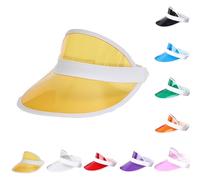 CHJIEXDEC Chapeau de soleil transparent avec protection UV respirant ouvert sur le dessus visière d'été pour activités de plein air, jaune, Taille unique