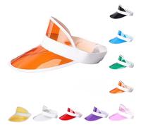 CHJIEXDEC Chapeau de soleil transparent avec protection UV respirant ouvert sur le dessus visière d'été pour activités de plein air, Orange, Taille unique