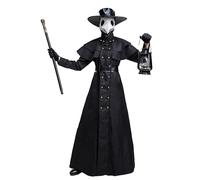 CHJIEXDEC Costume de docteur de la peste steampunk pour adulte, costume d'Halloween de la Renaissance et du Moyen Âge - Tenue de costumade avec masque et chapeau