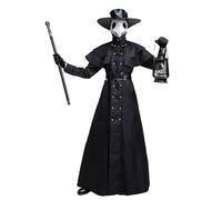 CHJIEXDEC Costume de docteur de la peste steampunk pour adulte - Costume d'Halloween - Tenue de costumade médiévale de la Renaissance - Ensemble masque et chapeau (taille 2XL)