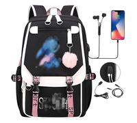 CHJIEXDEC Sac à Dos Stitch, Sac à dos pour Enfants, Sac à dos d'école Sac à Dos Scolaire, aux Enfants Adolescents avec 2 USB pour Garçons Filles