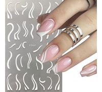 Chjo-Autocollants 3d Pour Ongles Avec Lettres Noires Et Blanches",Graffiti Abstrait,Breloque,¿¿Tiquette D'art,Design Holographique,"D¿¿Calcomanies De Manucure - Type F964 White