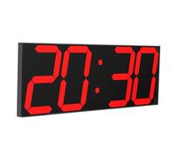 CHKOSDA Grande horloge murale LED numérique avec écran LED de 18 pouces, compte à rebours avec 8 niveaux de luminosité réglables, affichage 12/24 heures, indicateur de température et calendrier (rouge