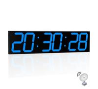 CHKOSDA Grande horloge murale numérique automatique de 71,1 cm avec alarme, clendar et température, synchronisation automatique de l'heure avec fonctionnement facile, grand minuteur de gym avec compte