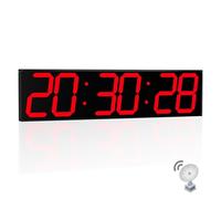 CHKOSDA Grande horloge murale numérique de 68,6 cm, synchronisation automatique de l'heure, horloge numérique avec minuterie d'entraînement par intervalle, grande horloge murale avec compte à rebours,