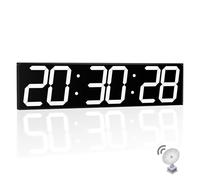 CHKOSDA Grande horloge murale numérique de 7,3 m, horloge numérique automatique avec alarme, clendar et température, synchronisation automatique de l'heure avec fonctionnement facile, grande minuterie