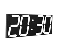 CHKOSDA Grande Horloge Murale numérique LED de 18 Pouces, Compte à rebours avec 8 Niveaux de luminosité réglables, 16 alarmes, Affichage 12/24 Heures, température et Calendrier (Blanche)