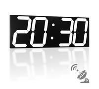 CHKOSDA Horloge murale numérique automatique de 47 cm, horloge numérique LED avec grand écran, horloge murale multifonction avec alarme et minuterie, synchronisation automatique de l'heure avec