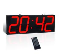 CHKOSDA Horloge murale numérique avec affichage double face, grand affichage avec minuterie, température, alarme et affichage de la date, horloge murale suspendue avec chiffres clairs et lumineux