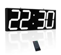 CHKOSDA Horloge murale numérique avec affichage double face, grande horloge LED avec minuterie, alarme, température et date, horloge numérique double face à suspendre pour plusieurs lieux publics