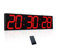 CHKOSDA Horloge murale numérique double face de 72,4 cm, grande horloge LED multifonctionnelle avec minuterie, affichage de la température et de la date, horloge numérique à suspendre pour couloirs