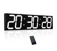 CHKOSDA Horloge murale numérique double face de 72,5 cm, horloge à compte à rebours LED multifonctionnelle avec minuterie, affichage de la température et de la date, horloge numérique à suspendre