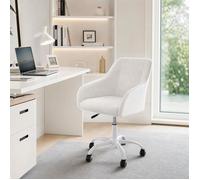 Chleby Chaise Bureau Velours Blanc,Fauteuil Coiffeuse Scandinave Pivotant hauteur réglable chaise coiffeuse bureau avec accoudoirs