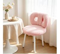 Chleby Fauteuil Coiffeuse Rembourrées Rose,avec dossier à nœud papillon,en Tissu Teddy,Chaise Scandinave,45x45x 67 cm