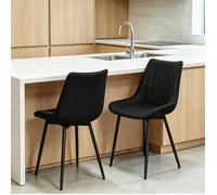 Chleby Lot de 2 Chaise Salle à Manger en Tissu Technique,Design Scandinave Moderne,Pieds Métal Noir,Pour Cuisine,50x39x85cm,Noir