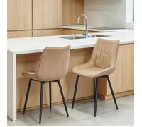 Chleby Lot de 2 Chaise Salle à Manger en Tissu Technique Marron,Design Scandinave Moderne,Pieds Métal Noir,Pour Cuisine,50x39x85