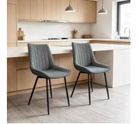 Chleby Lot de 2 Chaise Salle à Manger en Tissu Technique,Pieds Métal Noir,Design Moderne Scandinave pour Cuisine Salon,50x39x85 cm