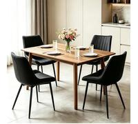 Chleby Lot de 4 Chaise Salle à Manger en Tissu Technique Noir,Design Scandinave Moderne,Pieds Métal Noir,Pour Cuisine,50x39x85cm