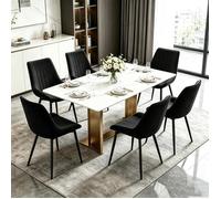 Chleby Lot de 6 Chaise Salle à Manger,Chaises Tissu Technique,Design Scandinave Moderne,Pieds Métal Noir,Pour Cuisine,50x39x85cm