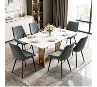 Chleby Lot de 6 Chaise Salle à Manger en Tissu Technique,Design Scandinave Moderne,Pieds Métal Noir,50x39x85 cm,Pour Cuisine Salon