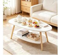 Chleby Table basse 2 étages,Pieds en bois,Table de salon rangement,Table basse gain de place pour séjour décoration intérieure