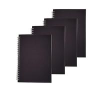 Chliinl Lot de 4 carnets à spirales A5, 120 pages/60 feuilles lignées à spirales en vrac pour bureau, école (couverture noire)