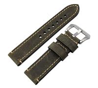 Chlikeyi Bracelet de montre en cuir véritable 20-24 mm ho mmes épais bracelets de montre ceinture avec boucle en métal accessoires, Green, 22 mm