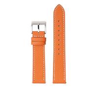 Chlikeyi Bracelet de montre en cuir véritable à dégagement rapide 18-22mm, Orange Blanc, 20mm