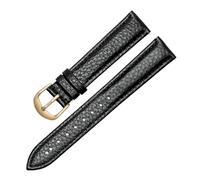 Chlikeyi Bracelet de montre en cuir véritable pour femme 12-22mm, bracelet de montre avec boucle ardillon dorée, Noir, 12mm