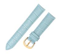 Chlikeyi Bracelet de montre en cuir véritable pour femme 12mm-20mm, bracelet de montre avec boucle ardillon dorée, Bleu clair, 12mm