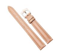 Chlikeyi Bracelet de montre en cuir véritable pour femme 14-16mm, Beige Or Rose, 12 mm
