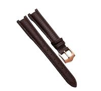 Chlikeyi Bracelet de montre en cuir véritable pour femmes, 10mm-20mm, avec Bracelet cranté, motif lézard, peau de vache, Marron Or Rose, 14mm