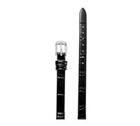 Chlikeyi Bracelet de montre en cuir véritable pour femmes, 6-18mm, bracelet fin de petite taille, Noir argent, 9mm