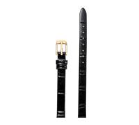 Chlikeyi Bracelet de montre en cuir véritable pour femmes, 6-18mm, bracelet fin de petite taille, Or noir, 7mm